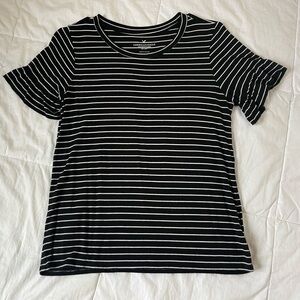 American Eagle Outfitters Black and White Striped Tee